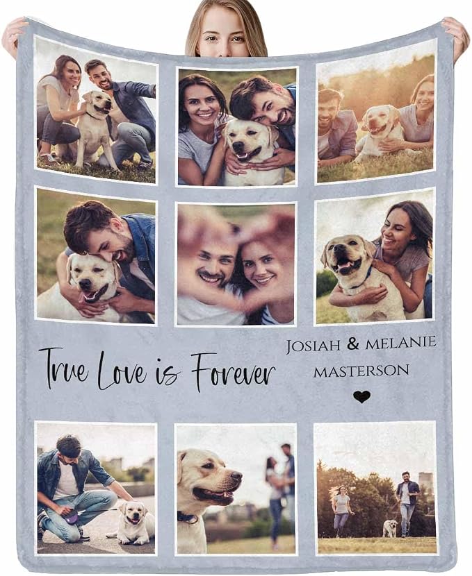 Artsadd Personalized Memorial Blanket with Pictures Pet Loss Sympathy Gift in Memory of Dog Cat Custom Photo Blanket