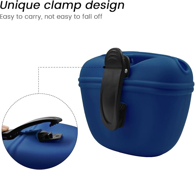 AUDWUD Silicone Dog Treat Pouch with Clicker Magnetic Closure Secure Clip | Upgraded clip keeps your treat pouch secure during training.Magnetic closure allows fast one hand access.Includes dog click