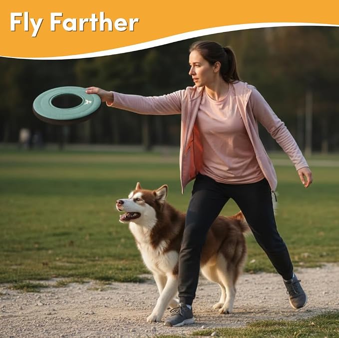 OllyDog Super Flyer Dog Flying Disc – Floating Fetch Toy for Water Play, Soft Eco-Friendly Recycled Fabric, Gentle on Teeth, 11" for Medium & Large Dogs (Surf, 11")