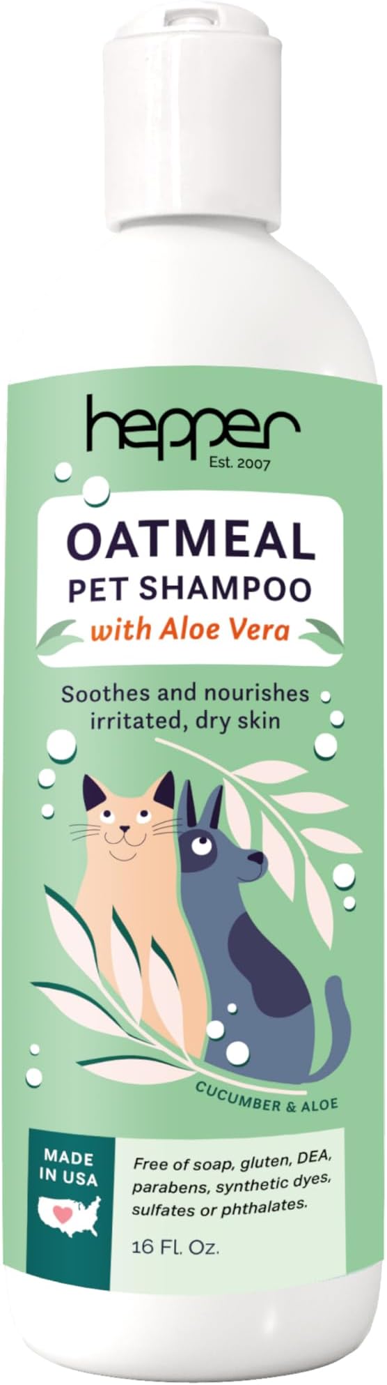 Hepper Oatmeal Shampoo for Dogs & Cats - Sensitive Skin - 16oz