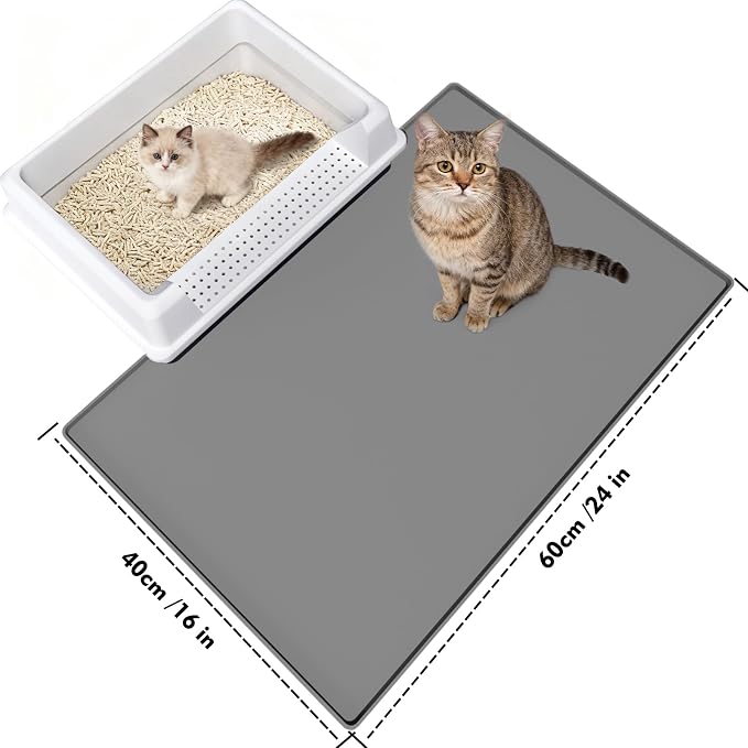 Cat Litter Mat 24" x 16",Soft Silicone Material, Easy Clean Waterproof No Slip Litter Tray Mat, Durable Cat Mat For Indoor,Garden