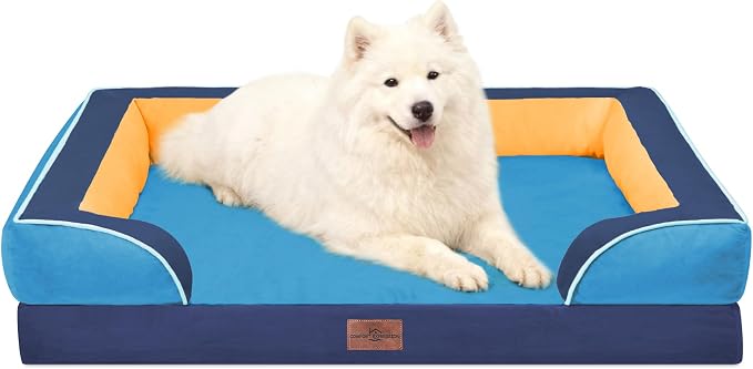 Comfort Expression Orthopedic Dog Beds for Large Sized Dog with Bolster | Waterproof Dog Couch Bed with Washable Cover & Non-Slip Bottom, Supportive Egg Crate Foam Large Pet Bed, 36x27 Inch