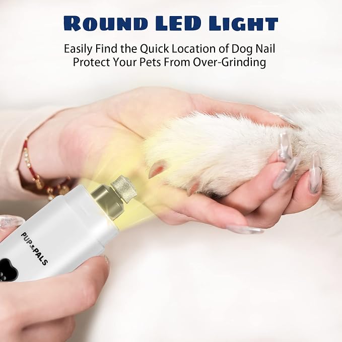 Dog Nail Grinder with 5 LED Shadow Free Light, Dog Nail Trimmer Protect Pet Paws from Over Grinding with 2 Speed Super Power Motor for Small, Medium and Large Dogs & Cats Paws Grooming