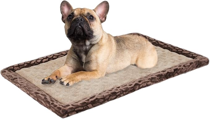30 Inch Dog Crate Bed Mat Memory Foam Kennel Pad for Dog Cages Washable | Indoor Small Flat Thin Doggy Beds Anti Slip Brown Puppy Sleeping Cushion Mat