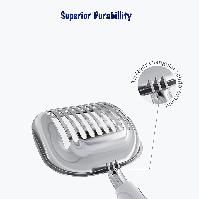 WePet Cat Litter Scoop, Aluminum Alloy Sifter, Kitty Metal Scooper, Deep Shovel, Long Handle, Poop Sifting, Kitten Pooper Lifter, Durable, Heavy Duty, for Litter Box