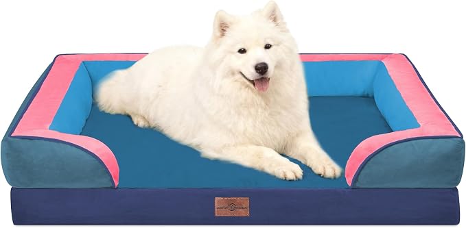 Comfort Expression Orthopedic Dog Beds for Large Sized Dog with Bolster | Waterproof Dog Couch Bed with Washable Cover & Non-Slip Bottom, Supportive Egg Crate Foam Large Pet Bed, 36x27 Inch