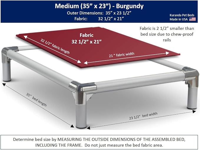 Kuranda Replacement Fabric - Medium - 35" x 23" - Cordura Nylon Canvas - Burgundy