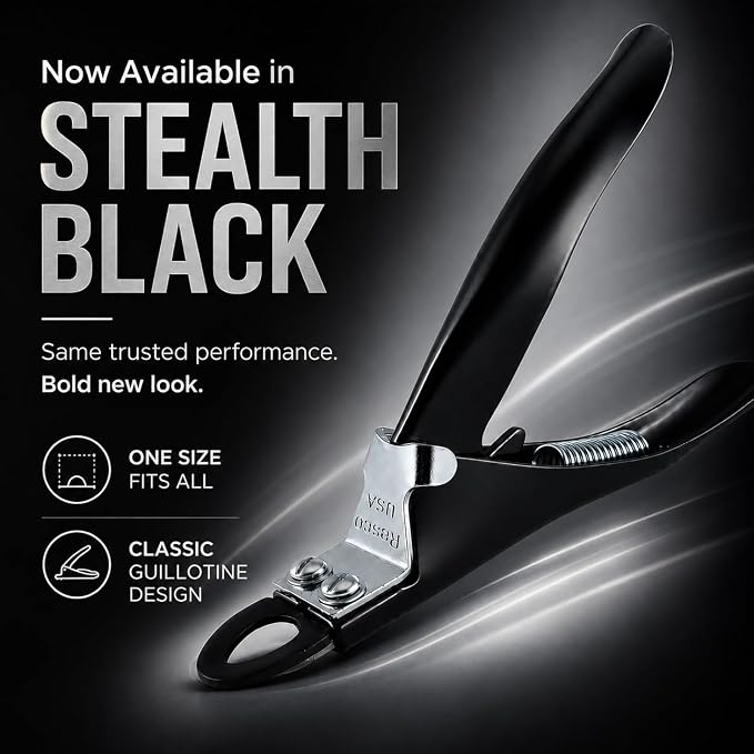 Dog Nail Clippers for All Pet Sizes- Professional USA-Made Guillotine Trimmer - Heavy Duty Steel, Black
