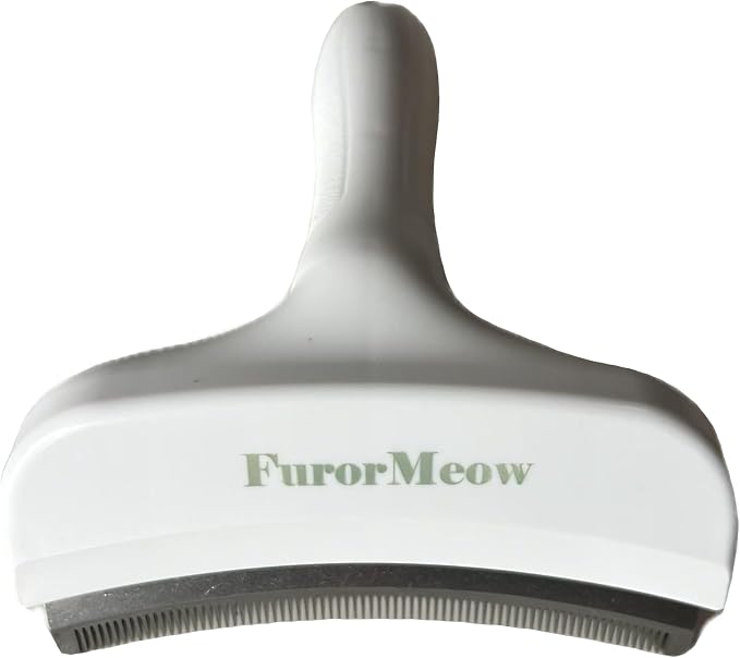 Pet Deshedding Tool with Curve Blade, Cat Grooming Brush, Tight V-shaped Teeth Shedding Comb for Cats and Dogs (White, Large)