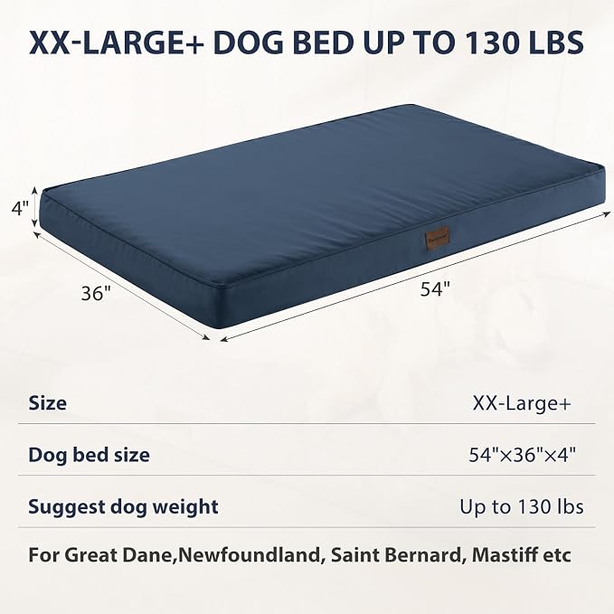 BFPETHOME Outdoor Waterproof Dog Bed for Large Dogs, Washable Cover, 54" | Outdoor & Indoor Use, Waterproof, For Medium, Large, Extra Large Dogs, Orthopedic, Egg Crate Foam, Up to 130 lbs