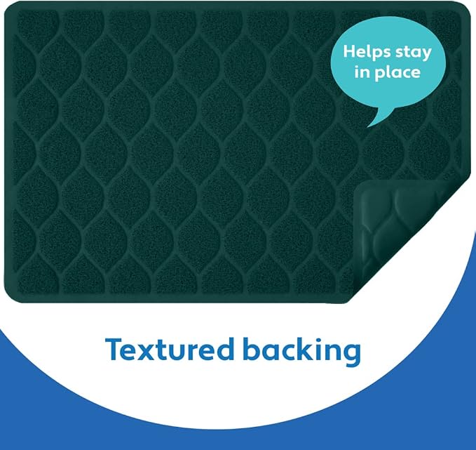 MIGHTY MONKEY Waterproof BPA Free Cat Litter Box Trapping Mat, Easy Clean Floors, Textured Backing, Soft on Sensitive Kitty Paws, Cats Accessories, Less Waste, Stays in Place, 24x17, Hunter Green