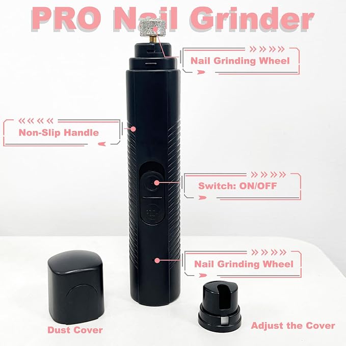 Consss Dog Nail Grinder Quiet, Easy to Use Pet Nail Grinder with Led Lights, 7500 RPM Dog Nail Clippers for Large Dogs Medium Small Dogs & Cats, Continuous 3-Hour Battery Life