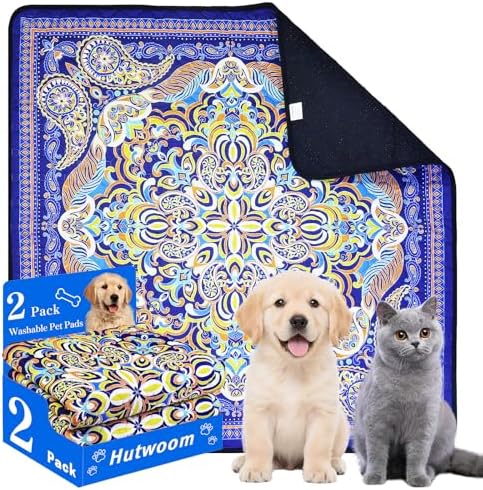 Reusable Pets Underpads, 2 Pack 18"x25" Washable Pee Pads for Dogs, Heavy Absorbency, Non-Slip and Leak-Proof Puppy Pee Mat for Crate, Couch, Floor and Pet Housebreaking