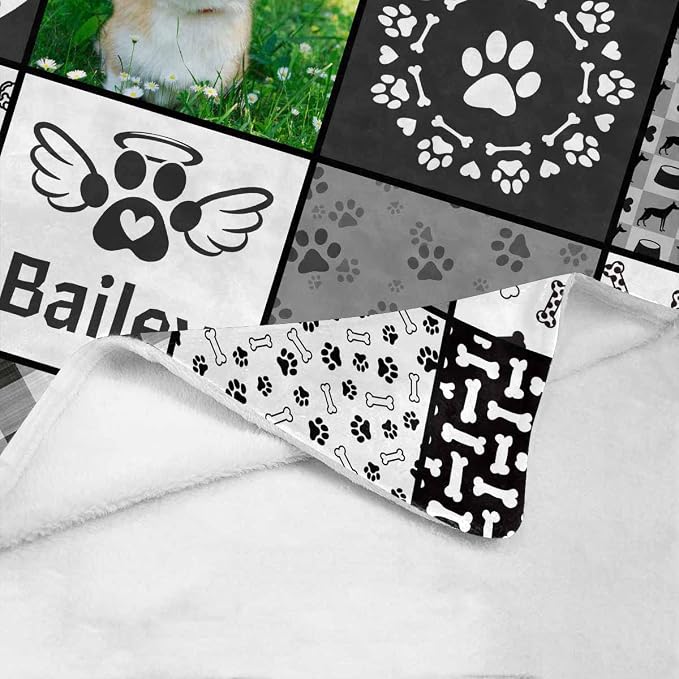 D-Story Custom Dog Blanket with Photo,Loving Memory of Loss Dog,Personalized Sympathy Blanket with Dogs Pictures and Name, Customized Pets Sympathy Remembrance Gift for Kids and a Grieving Pet Owner