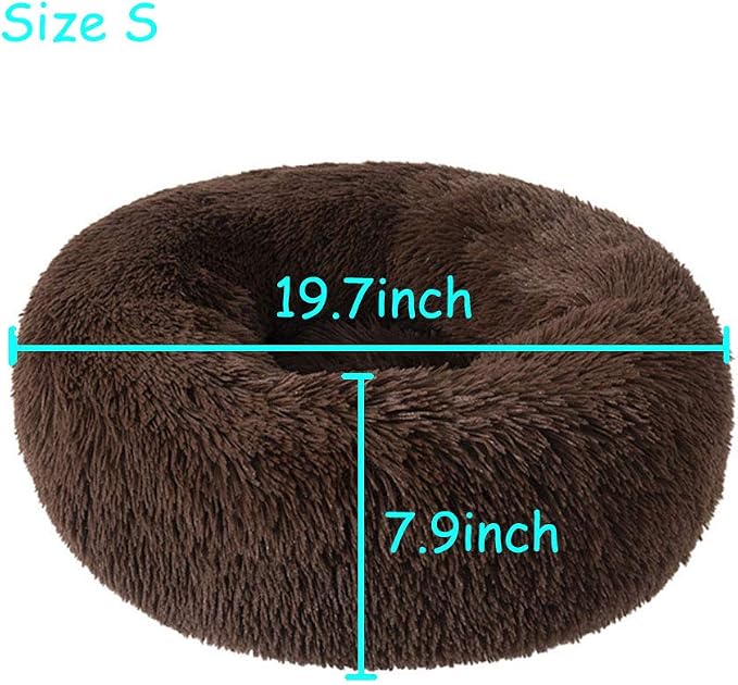 Modern Soft Plush Round Pet Bed for Cats or Small Dogs, Mini Medium Sized Dog Cat Bed Self Warming Autumn Winter Indoor Snooze Sleeping Cozy Kitty Teddy Kennel (20'' D x 8'' H, Chocolate)