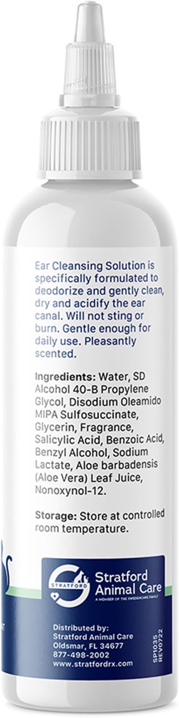 Ear Cleansing Solution - Sweet Pea Vanilla - 8oz | Ear Cleaner & Drying Solution for Dogs & Cats w/Aloe Vera to Wash Debris and Wax - Odor & Irritation Relief