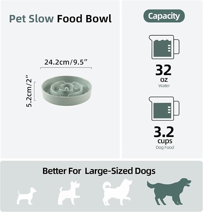 Havniva Ceramic Slow Feeder Dog Bowls, 3.2 Cups Dog Bowl Slow Feeding for Medium and Large Breed, 9.5inch Puzzle Dog Food Bowl Slow Feeder Non-Slip Anti-Gulping and Anti-Choking Reduces Bloating