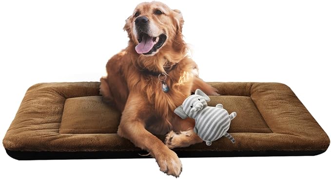 Dog Crate Pad Washable Dog Bed for Crate Large Cozy Mat 42-Inch Brown | Ultra Soft Kennel Pad,Anti-Slip Bottom,Fits for Most Metal Crates,Comfortable Sleeping Pet Mat