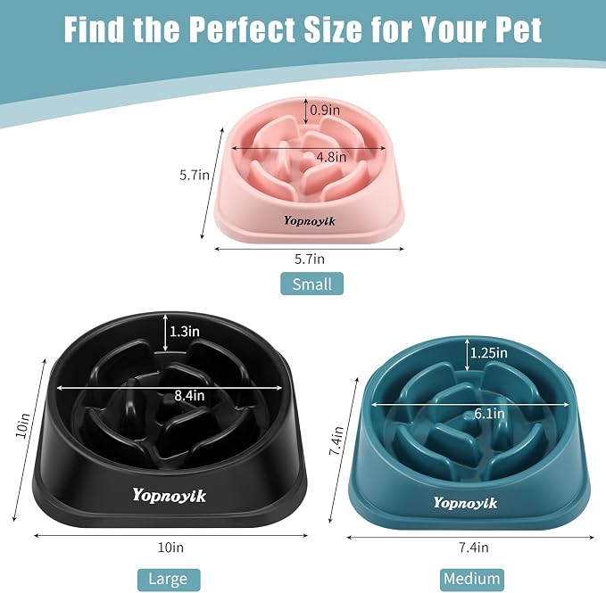 Yopnoyik Slow Feeder Dog Bowls for Healthy Eating, Non-Slip and Anti-Choking Design, Reduces Bloating & Overeating for Large Dogs, Easy to Clean