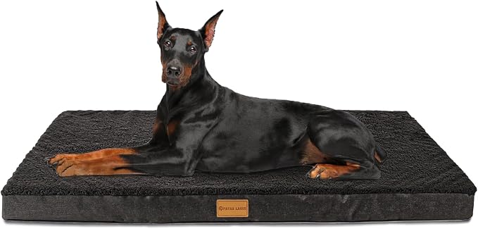 Patas Lague Orthopedic Large Dog Bed Washable Pet Sofa Mat 56''X40'' Black | Egg-Crate Foam Dog Couch For Large Sized Dogs, Waterproof Removable Cover, Soft Pet Crate Bed With Nonskid Bottom