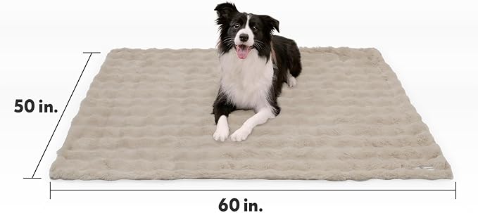 Paw Inspired Waterproof Dog Blanket, Soft Faux Fur Throw with Fur-Resistant Fleece, Washable Pet Blanket, Waterproof Protection for Couch, Bed, Furniture, Crate, Car (60x50, Tan)