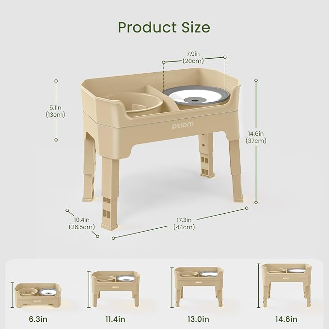 4-in-1 Elevated Dog Bowls with Adjustable Stand, Slow Feeder & Water Bowls