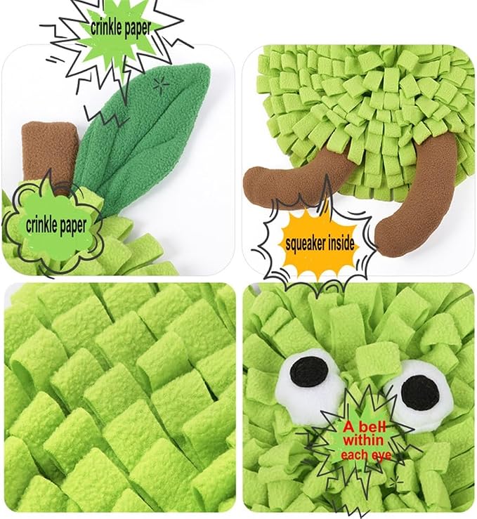 Dog Snuffle Mat Fleece Foraging Fruit Design Mats Small Animals Interactive Feeding Toy Anti Slip Slow Feeder Pet Treat Dispenser for Dogs Rabbits Guinea Pigs (Pear)