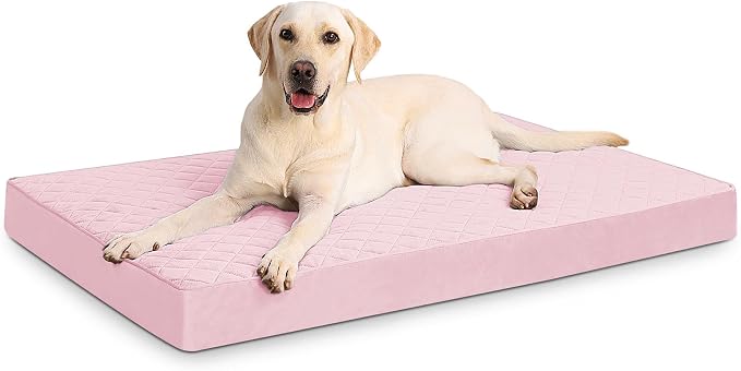 NUPIDA Orthopedic XL Dog Beds Large Sized Dog Waterproof Pet Kennel Pad with Removable Washable Cover and Non-Slip Bottom, 41x27 Inch, Pink