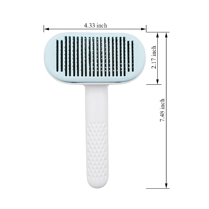 Self Cleaning Slicker Brush for Dogs & Cats - Deshedding Brush with Adjustable Release Button, Gentle Massaging Grooming Tool for Long & Short Haired Pets