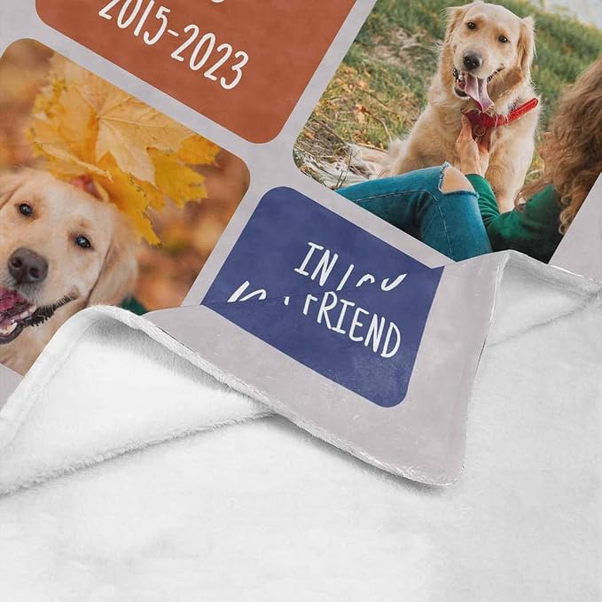 Artsadd Pet Memorial Gifts for Dogs Cats-Personalized Dog Memorial Blanket with Photos and Name-in Loving Memory Gifts for Loved Ones Lost-Custom Remembrance Gifts Blankets for Pets Lover