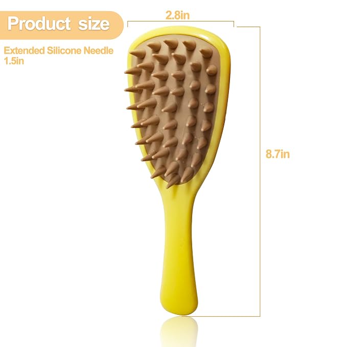 Pet Silicone Shampoo Brush for Long Short Hair Dogs Cats Washing, Dog Washing Brush with Handle for Bathing, Massaging, Hair Removal, on Wet or Dry Hair (Yellow)