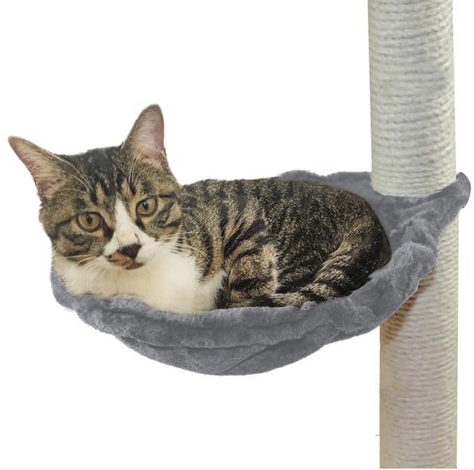 SHENGOCASE 14.6" Grey Nest Basket Lounger Hammock Bed for Cat Tree Tower Replacement, 5-Pack Hanging Toys, Cat Tree Accessories Hammock Attachment (Large Grey)