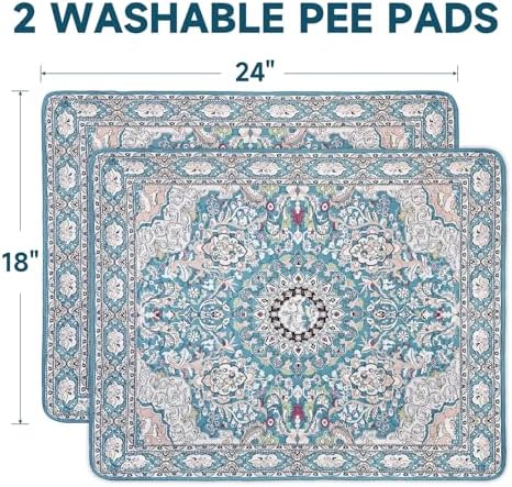 Washable Pee Pads for Dogs 2 Pack, Puppy Pads with Pheromones, 2026 Upgraded PuppyPad 18" x 24" Waterproof Non-Slip Reusable Puppy Pad with Fast Absorbent,Leakproof Whelping Pads for Pet Housebreaking