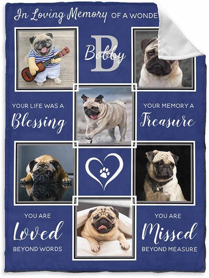 InterestPrint Personalized Memorial Throws Blanket for Dog, in Loving Memory of a Wonderful Dog Bed Blanket Customized Loss of Pet Dog Photo Blankets Warm Bereavement Gift for Dog Mom 60X80 Inch