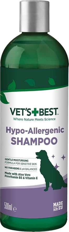 Vet's Best Hypo-Allergenic Shampoo for Dogs | Dog Shampoo for Sensitive Skin | Relieves Discomfort from Dry, Itchy Skin | Cleans, Moisturizes, and Conditions Skin and Coat , 16 oz | Hypo-Allergenic Shampoo, Cleans, Moisturizes & Conditions, Helps Relie...