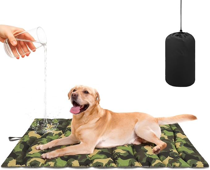 BINGPET Outdoor Travel Dog Bed for Large/Medium Dogs,Portable Waterproof Camping Mat with Carry Bag,Foldable Outside Bed,Machine Washable Indoor Pet Mat for Small,Medium and Large Dogs 26"x43"
