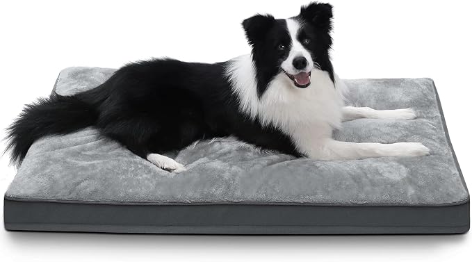 NUPIDA Waterproof Large Dog Bed for Crate with Washable Cover, 35x22, Grey | TPU Waterproof Layer, Easy Clean Cover, Soft Plush Surface, Durable Oxford fabric, Non-Slip Bottom, For Large Breeds ≤50lbs