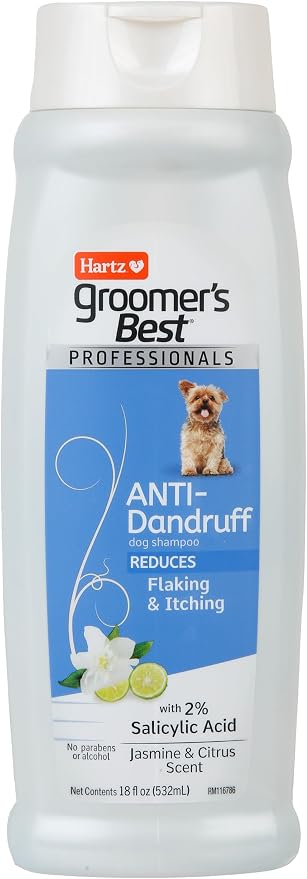 Hartz Groomer's Best Professionals Anti-Dandruff Dog Shampoo for Itchy Skin with Jasmine & Citrus Scent, 18 oz