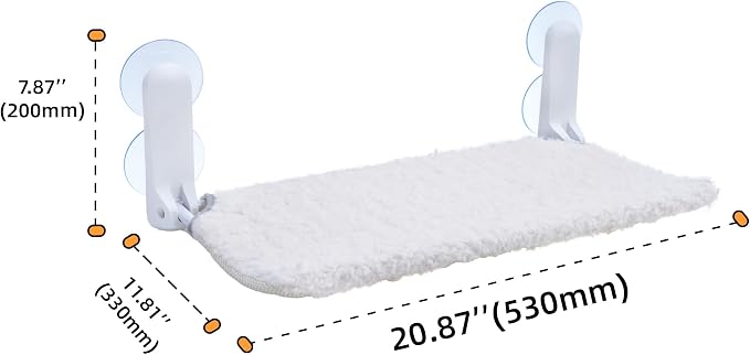 SMOUATOU Cat Window Perch, Cordless Foldable Cat Hammock Bed with 4 Suction Cups, Embeded Machine Washable Bed for Indoor Cats, Strong Metal Frame Holds 40lbs (Beige)