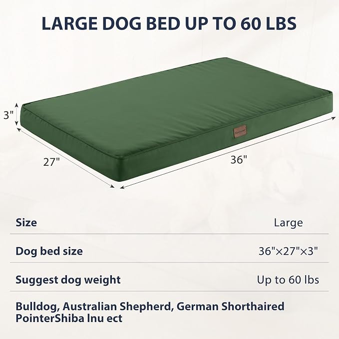 BFPETHOME Outdoor Waterproof Dog Bed for Large Dogs, Washable Cover, 36" | Outdoor & Indoor Use, Waterproof, For Medium, Large, Extra Large Dogs, Orthopedic, Egg Crate Foam, Up to 60 lbs