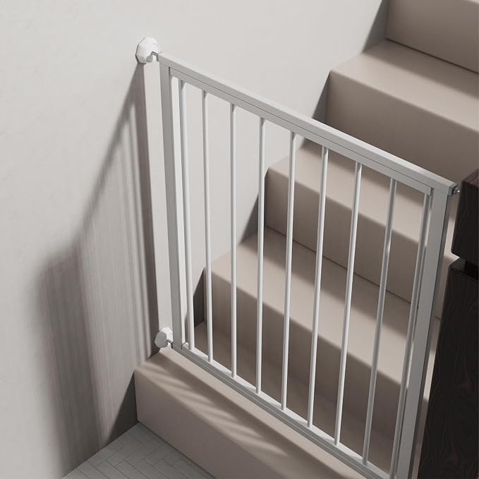 ICERO Baby Gate Wall Protector - Protect Walls & Doorways from Pet & Dog Gates - Pressure Mounted Gates Work on Stairs - Gates Wall Cups - 8 Pack - White