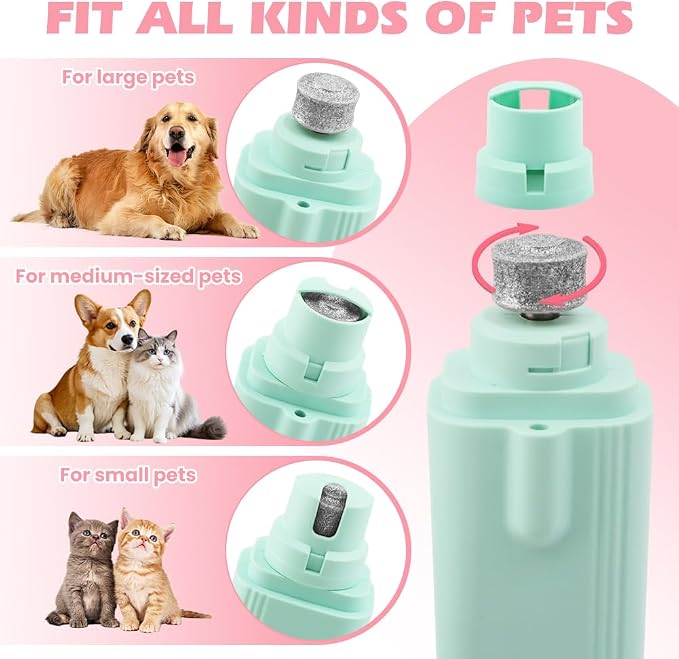 2-in-1 Dog Nail Grinder & Dog Nail Clippers Trimmers, Dogs Trimmer with LED Light + Splash Guard + Storage Case, Pet Claw Clippers for Dogs Cats, USB Rechargeable (Green)