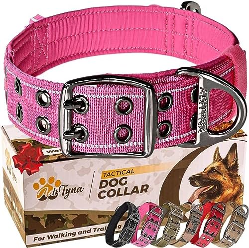 ADITYNA Heavy Duty Pink Dog Collar for Large Dogs with Traffic Handle