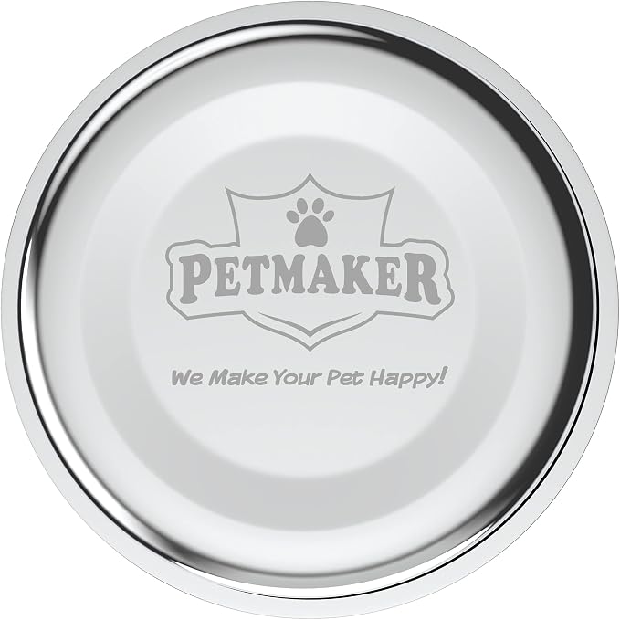 Set of 2 Stainless Steel Dog Bowls - 40oz Pet Bowls with Decorative Dog Food Stand - Metal Food and Water Dishes for Large Pets - Puppy Essentials by PETMAKER (Silver/Black)