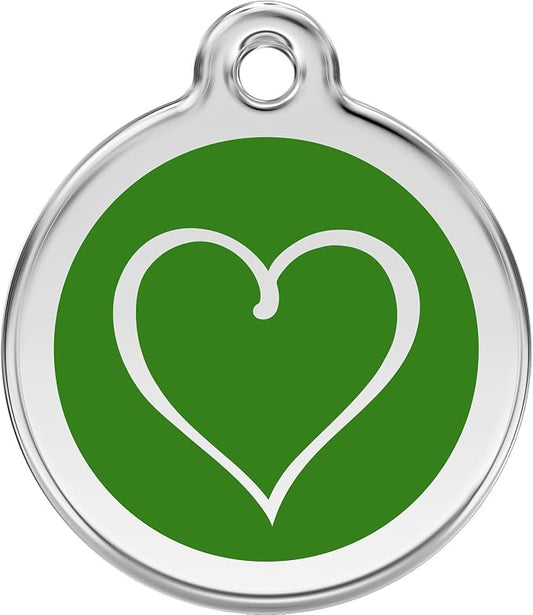 Red Dingo Personalized Tribal Heart Pet ID Dog Tag (Large Green)