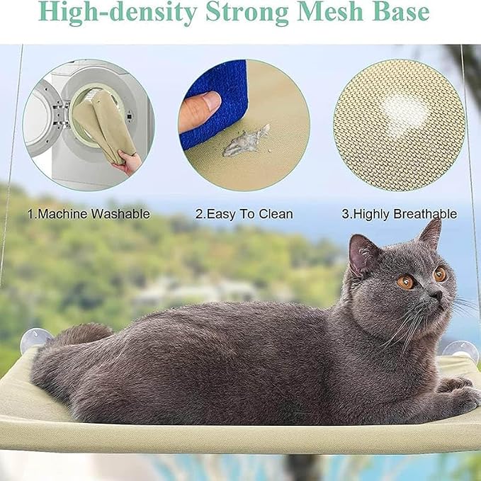 Black Cat Hammock for Window Cat Window Bed for Indoor Cats | Cat Window Perch Suction Cups Cat Window Hammock Space Saving Window Seat for Cats Inside