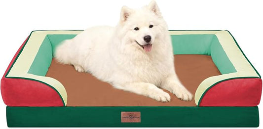 Comfort Expression Orthopedic Dog Beds for Large Sized Dog with Bolster | Waterproof Dog Couch Bed with Washable Cover & Non-Slip Bottom, Supportive Egg Crate Foam Large Pet Bed, 36x27 Inch