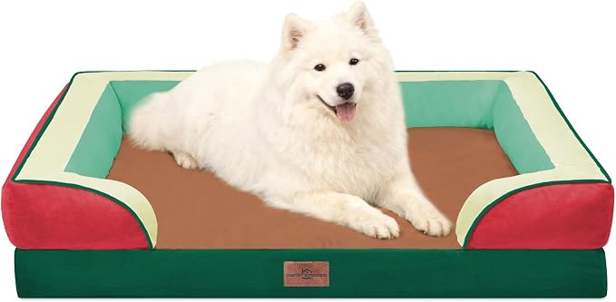 Comfort Expression Orthopedic Dog Beds for Large Sized Dog with Bolster | Waterproof Dog Couch Bed with Washable Cover & Non-Slip Bottom, Supportive Egg Crate Foam Large Pet Bed, 36x27 Inch