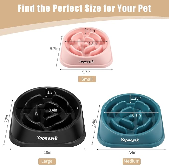 Slow Feeder Dog Bowls for Healthy Eating, Non-Slip and Anti-Choking Design, Reduces Bloating & Overeating for Medium Dogs and Cats, Easy to Clean