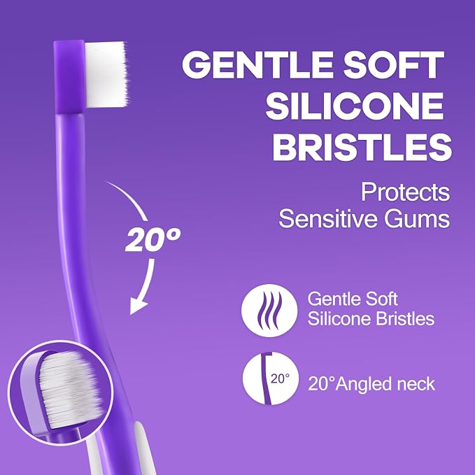 Zero-Pressure Pet Toothbrush for Cats & Small Dogs, Purple | Gentle Gum Comfort. Hygienic Standing Base. Soft Brushing Feel. Easy Daily Routine for Delicate Mouths.